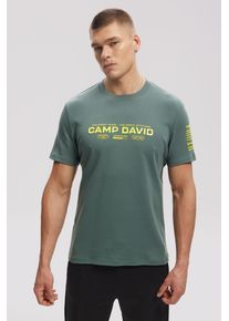 CAMP DAVID Herren Rundhalsshirt, grün, casual, Gr. S, bedruckt, Material: 100% Baumwolle, Shirts, aus Baumwolle