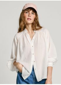 Pepe Jeans Damen Hemdbluse "EAST"mousse weiß 808, casual, Gr. XS, Web, Obermaterial: 55% Baumwolle, 45% Viskose, Blusen, mit Raglanärmeln