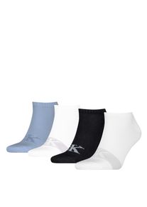 Damen Socken "CKJ MEN SNEAKER 4P SHADOW RIB LOGO ECOMM", Calvin Klein Jeans, weiß, Baumwollmischung, unifarben mit Farbeinsatz, Socken, mit dezentem