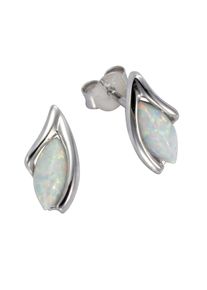 Vivance Damen Paar Ohrstecker "925/- Sterling Silber rhodiniert synth. Opal", ONE-SIZE, Silber 925 (Sterlingsilber), weiß, Silber 925