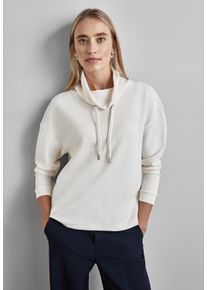 Street One Damen Langarmshirt, weiß, casual, Gr. 46, unifarben, Stoff, 46% Modal, 46% Polyester, 8% Elasthan, Shirts, mit Tunnelzugband am Kragen