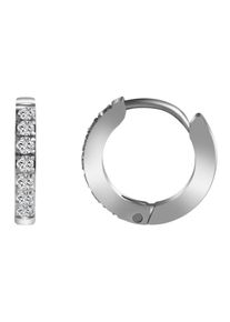Adelia´s ADELIA ́S Damen Paar Creolen "Neuheit 2025 - Damen Creolen aus Edelstahl und Strass Ø 10 mm", Damen, Edelstahl, weiß, Edelstahl, Ohrringe