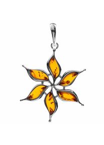 OSTSEE-SCHMUCK Damen Ketten-Anhänger "OSTSEE-SCHMUCK Anhänger Blüte Anhänger Blüte", 41 x 29mm, Silber 925 (Sterlingsilber), 2.9 g, weiß, Silber 925