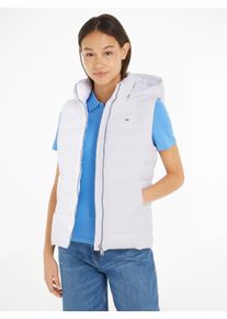 Tommy Jeans Damen Steppweste "TJW BASIC HOODED VEST", weiß, casual, Gr. XS, unifarben, Web, Obermaterial: 100% Polyester, Westen, mit Kapuze