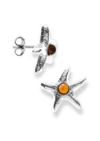 OSTSEE-SCHMUCK Damen Paar Ohrstecker "OSTSEE-SCHMUCK Ohrstecker Seestern Ohrstecker Seestern", 14 x 14mm, Silber 925 (Sterlingsilber), weiß, Silber