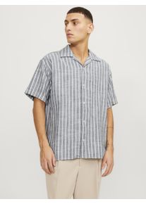 Jack & Jones JACK & JONES Herren Kurzarmhemd "JORCABANA STRIPE SHIRT SS SN", weiß, casual, Gr. S, gestreift, Obermaterial: 100% Baumwolle, Hemden