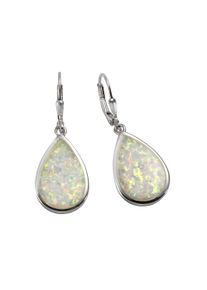 Vivance Damen Paar Ohrhänger "925/- Sterling Silber synth. Opal weiß", ONE-SIZE, Silber 925 (Sterlingsilber), weiß, Silber 925 (Sterlingsilber),