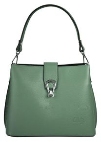 CLUTY Damen Umhängetasche, grün, Leder, unifarben, leicht glänzend, Taschen, echt Leder, Made in Italy
