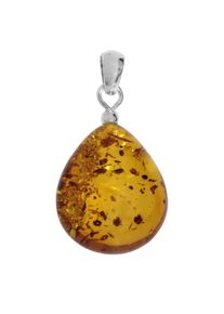 OSTSEE-SCHMUCK Damen Ketten-Anhänger "OSTSEE-SCHMUCK Anhänger Tropfen ca. 22 mm lang - Silber 925/000", 32 x 14mm, Bernstein, 2.9 g, weiß, Bernstein,