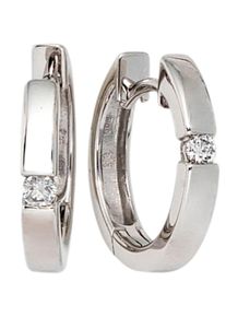 Jobo Damen Paar Creolen "Ohrringe rund", SI = kleine Einschlüsse, Weißgold 585-Diamanten, weiß, Weißgold 585, Diamanten, Ohrringe, 585 Weißgold mit 2