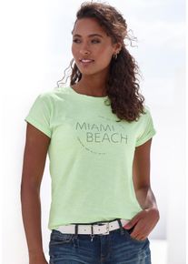 Vivance Damen T-Shirt "mit modischem Frontprint", grün, modisch, Gr. 36, bedruckt, Jersey, Obermaterial: 100% Baumwolle, Shirts, aus weicher