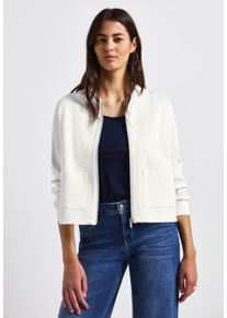 Street One Damen Sweatjacke, weiß, casual, Gr. 46, unifarben, Sweatware, 67% Viskose, 28% Nylon, 5% Elasthan, Sweatjacken, aus softem Materialmix