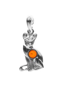OSTSEE-SCHMUCK Damen Ketten-Anhänger "OSTSEE-SCHMUCK Anhänger Katze Anhänger Katze", 29 x 12mm, Silber 925 (Sterlingsilber), 2.5 g, weiß, Silber 925