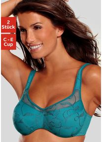 Petite Fleur Damen Minimizer-BH, Gr. 75, grün, Spitze, Obermaterial: 90% Polyamid, 10% Elasthan, klassisch, BHs, mit Bügel und schöner Stickerei