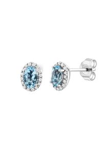 Diamonds by Ellen K. Damen Paar Ohrstecker "Weißgold 585 mit echtem Aquamarin und 36 Diamanten zus. 0,14ct.", ONE-SIZE, 0,144 ct P1 = bei 10-facher Vergrößerung