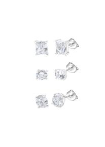 Celesta Damen Paar Ohrstecker "925 Sterling Silber rhodiniert Zirkonia", ONE-SIZE, Silber 925 (Sterlingsilber), weiß, Silber 925 (Sterlingsilber),