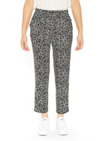 Damen 7/8-Hose "AAREN", schwarz-weiß, casual, Gr. XS, Le Temps Des Cerises, geblümt, 92% Polyester, 8% Elasthan, Hosen, mit floralem Allover-Print