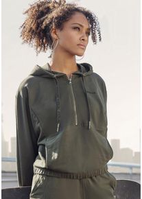 FCUK Damen Hoodie, Gr. 32, grün, Sweatware, Obermaterial: 60% Baumwolle, 40% Polyester, modisch, Sweatshirts, Loungeanzug