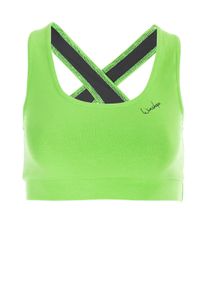 WINSHAPE Damen Sport-Bustier "WVR4", grün, Gr. XS, Obermaterial:u00a090% Baumwolle, 10% Elasthan, BHs, mit offenem „Drop Back Design“