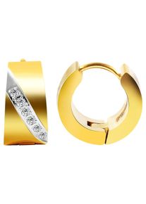 Adelia´s ADELIA ́S Damen Paar Creolen "Neuheit 2025 - Damen Creolen aus Edelstahl und Strass Ø 9 mm", Damen, Edelstahl, weiß, Edelstahl, Ohrringe