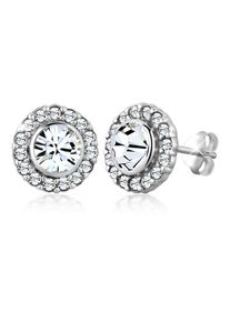 Elli Damen Paar Ohrstecker "Glamour Kristalle 925 Silber", mit Steinen, Silber 925 (Sterlingsilber), weiß, Silber 925 (Sterlingsilber), Ohrringe