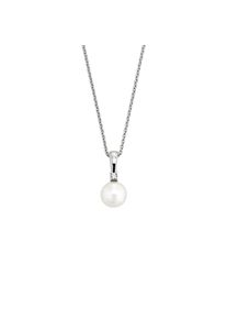 OROLINO Damen Kette mit Anhänger "Gold 585 mit Brillant 0,025ct. und weißer Perle 6mm", 45cm, 0,025 ct, Gold, L: 45cm B: 6.5mm, weiß, Gold, B:6.5mm,