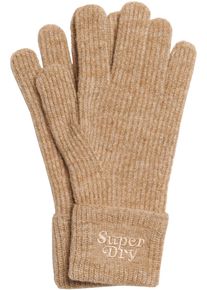 Superdry Damen Strickhandschuhe "SOFT RIB KNIT GLOVES", braun, casual, unifarben, Strick, Materialmix, Handschuhe