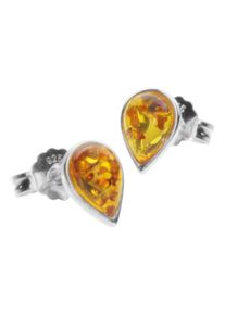 OSTSEE-SCHMUCK Damen Paar Ohrstecker "OSTSEE-SCHMUCK Ohrstecker Classic 7 x 5 mm Tropfen", 9 x 6mm, Silber 925 (Sterlingsilber), weiß, Silber 925