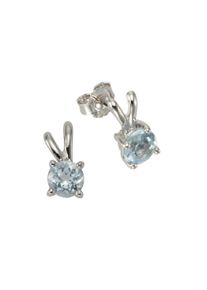 ZEEme Damen Paar Ohrstecker "Silber 925 rhodiniert mit 2x Blautopas (beh.) 6mm", ONE-SIZE, Silber 925 (Sterlingsilber), weiß, Silber 925