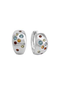 Vivance Damen Paar Creolen "925/- Sterling Silber rhodiniert Farbsteine", ONE-SIZE, Silber 925 (Sterlingsilber), weiß, Silber 925 (Sterlingsilber),