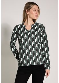 Cecil Damen Langarmshirt, grün, casual, Gr. XXL, bedruckt, Web, Stoff, 50% Baumwolle, 50% Modal, Shirts, mit geschlitztem Rundhalsausschnitt