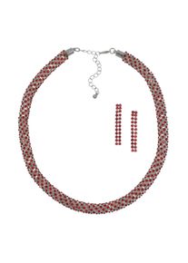 Steuer Damen Collierkettchen "Metall 40+6,0cm glanz Glasstein rot", 46cm, Metall, L: 46cm B: 10.0mm, weiß, Metall, B:10.0mm, Halsketten