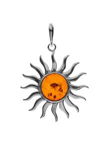 OSTSEE-SCHMUCK Damen Ketten-Anhänger "OSTSEE-SCHMUCK Anhänger Sonne 31 mm Anhänger Sonne 31 mm", 45 x 31mm, Silber 925 (Sterlingsilber), 5.6 g, weiß,