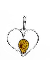 OSTSEE-SCHMUCK Damen Ketten-Anhänger "OSTSEE-SCHMUCK Anhänger Herz Anhänger Herz", 30 x 23mm, Silber 925 (Sterlingsilber), 1.8 g, weiß, Silber 925