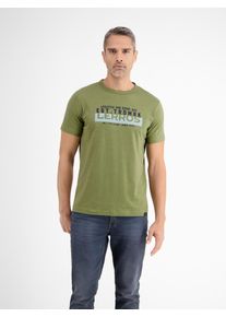 Lerros Herren T-Shirt "Lerros Unifarbenes T-Shirt mit Print", grün, Gr. S, 100% Baumwolle, Shirts