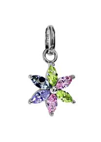 OSTSEE-SCHMUCK Damen Ketten-Anhänger "OSTSEE-SCHMUCK Anhänger Blüte Anhänger Blüte", 15 x 10mm, Silber 925 (Sterlingsilber), 0.7 g, weiß, Silber 925