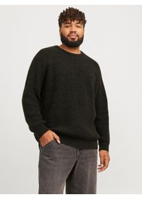 Jack & Jones PlusSize Herren Rundhalspullover "JJJONES KNIT CREW NECK PLS", grün, modisch, Gr. 5XL, JACK & JONES PLUSSIZE, meliert, Strick, Obermaterial: 66% Polyester,