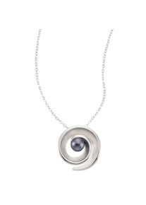 ZEEme Damen Kette mit Anhänger "Silber 925 rhodiniert mit einer schwarzen Perle 5,5-6mm", 45cm, Silber 925 (Sterlingsilber), L: 45cm B: 18.0mm, weiß,