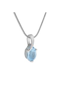 ZEEme Damen Kette mit Anhänger "Silber 925 rhodiniert mit echtem Blautopas (beh.) 10x7mm", 42 + 5cm, Silber 925 (Sterlingsilber), L: 47cm B: 7.0mm,