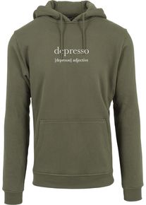 MisterTee Herren Sweatshirt "MisterTee Herren Depresso Hoody", grün, Gr. XS, unifarben, 65% Baumwolle, 35% Polyester, Sweatshirts