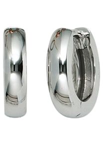 Jobo Damen Paar Creolen, Weißgold 585, weiß, Weißgold 585, Ohrringe, rund 585 Weißgold
