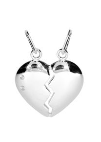 OSTSEE-SCHMUCK Damen Ketten-Anhänger "OSTSEE-SCHMUCK Anhänger geteiltes Herz Anhänger geteiltes Herz", 23 x 18mm, Silber 925 (Sterlingsilber), 1.6 g,