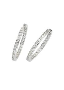 Celesta Damen Paar Creolen "925 Sterling Silber Zirkonia weiß", ONE-SIZE, Silber 925 (Sterlingsilber), weiß, Silber 925 (Sterlingsilber), Ohrringe