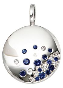 Jobo Damen Runder Anhänger "Anhänger rund", SI = kleine Einschlüsse, Weißgold 585-Diamanten, weiß, Weißgold 585, Diamanten, Schmuckanhänger, 585