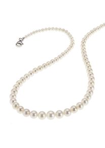 Vivance Damen Collierkettchen "925 Silber rhodiniert mit Süßwasserzuchtperlen in weiß", 43cm, Silber 925 (Sterlingsilber), L: 43cm B: 8.0mm, weiß,
