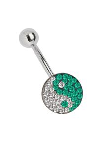 Adelia´s ADELIA ́S Damen Bauchnabelpiercing "Piercing Bauchnabelpiercing", grün, Chirurgiestahl, Piercings, 11 mm Multi-Strass-Platte mit Ying Yang