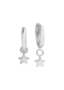 Vivance Damen Paar Creolen "925/- Sterling Silber rhodiniert mit Sterneinhänger", ONE-SIZE, Silber 925 (Sterlingsilber), weiß, Silber 925