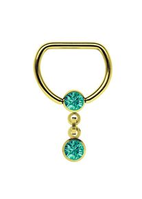 Adelia´s ADELIA ́S Damen Brustwarzenpiercing "Piercing Brustpiercing", grün, modisch, Chirurgiestahl, Piercings, 18 kt. Hartvergoldung mit Kette und zwei 5 mm