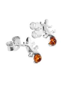 OSTSEE-SCHMUCK Damen Paar Ohrstecker "OSTSEE-SCHMUCK Ohrstecker Echse Ohrstecker Echse", 11 x 6mm, Silber 925 (Sterlingsilber), weiß, Silber 925