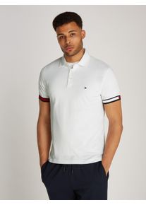 Tommy Hilfiger Herren Poloshirt "FLAG CUFF SLIM POLO", weiß, casual, Gr. XXL, kontrastfarbene Details, Jersey, Obermaterial: 96% Baumwolle, 4%